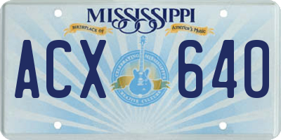 MS license plate ACX640