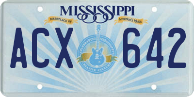 MS license plate ACX642