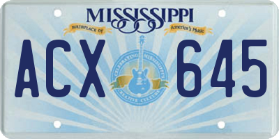 MS license plate ACX645