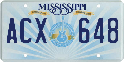 MS license plate ACX648