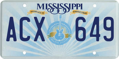 MS license plate ACX649