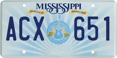 MS license plate ACX651
