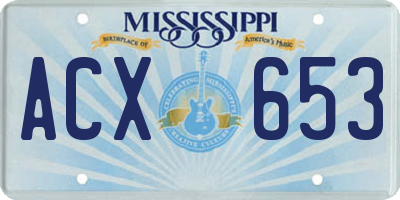 MS license plate ACX653