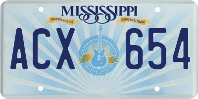 MS license plate ACX654