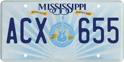 MS license plate ACX655