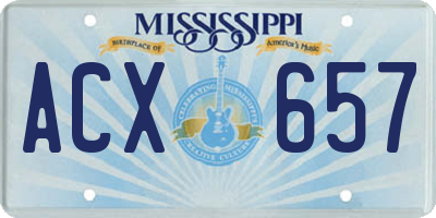 MS license plate ACX657