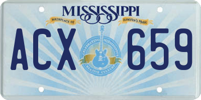 MS license plate ACX659