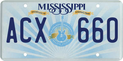MS license plate ACX660