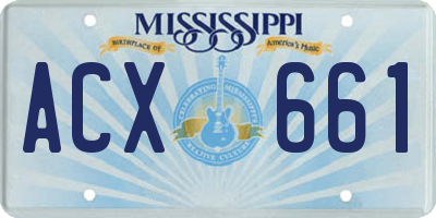 MS license plate ACX661