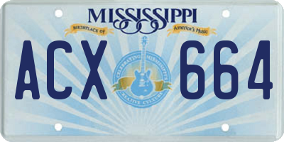 MS license plate ACX664