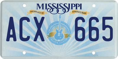 MS license plate ACX665