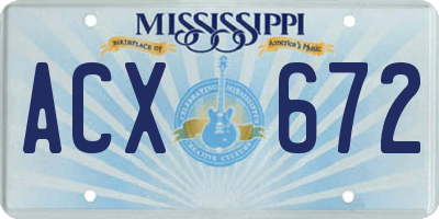 MS license plate ACX672