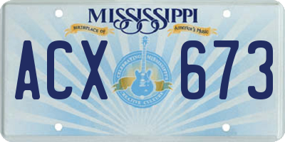 MS license plate ACX673