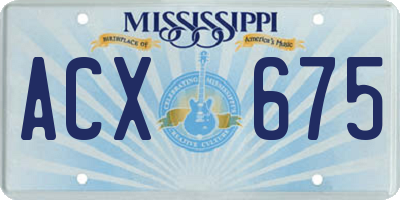 MS license plate ACX675