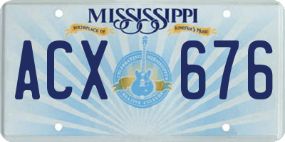 MS license plate ACX676