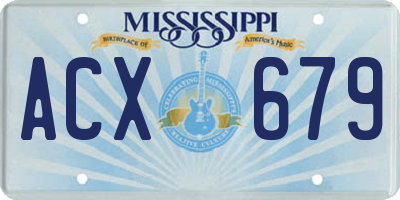 MS license plate ACX679