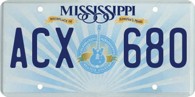 MS license plate ACX680