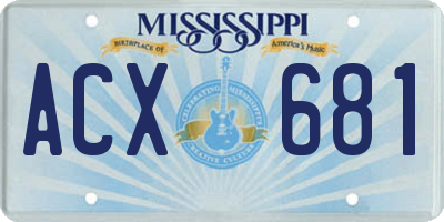 MS license plate ACX681