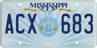 MS license plate ACX683