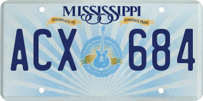 MS license plate ACX684