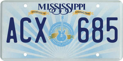 MS license plate ACX685