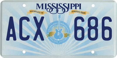 MS license plate ACX686