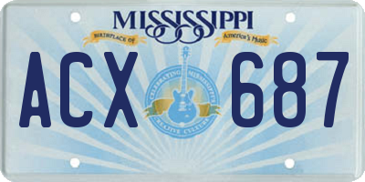 MS license plate ACX687