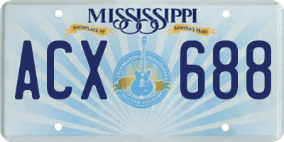 MS license plate ACX688