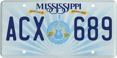 MS license plate ACX689