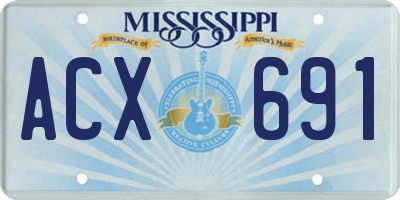 MS license plate ACX691