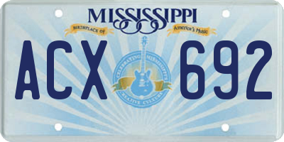 MS license plate ACX692