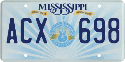 MS license plate ACX698