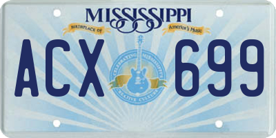 MS license plate ACX699