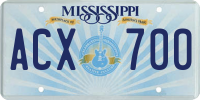 MS license plate ACX700