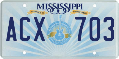 MS license plate ACX703