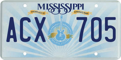 MS license plate ACX705
