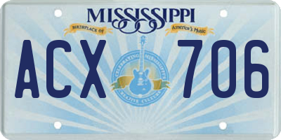 MS license plate ACX706