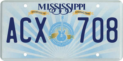 MS license plate ACX708