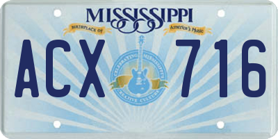MS license plate ACX716