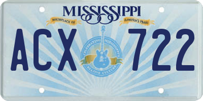MS license plate ACX722