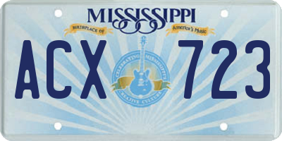 MS license plate ACX723
