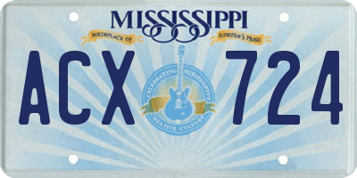 MS license plate ACX724