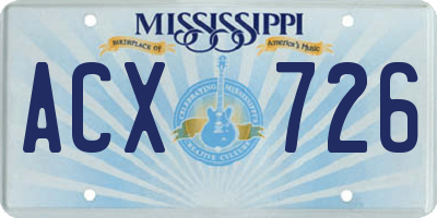 MS license plate ACX726