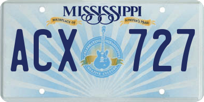 MS license plate ACX727
