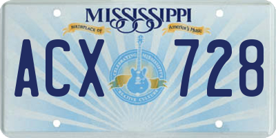MS license plate ACX728