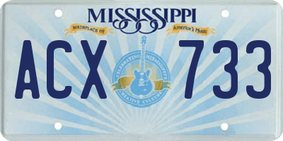MS license plate ACX733