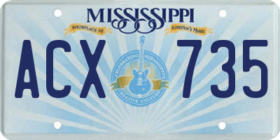MS license plate ACX735