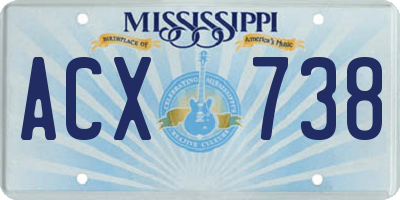 MS license plate ACX738