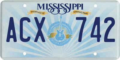 MS license plate ACX742