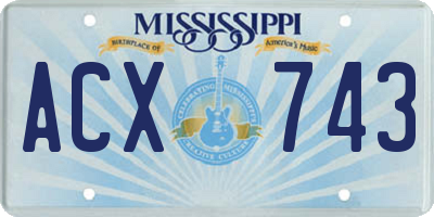 MS license plate ACX743